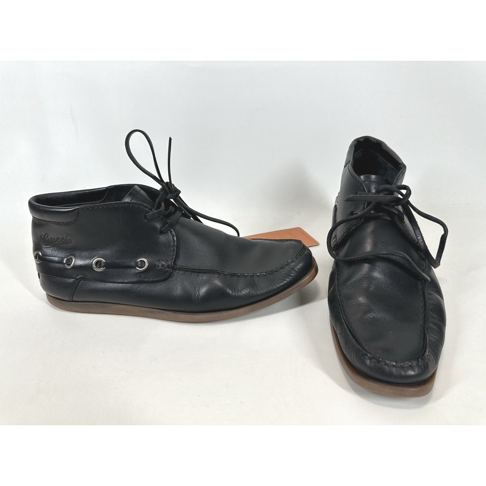 Gucci Men's Deck Boat Shoes Chukka Black Size 44 EU 10 US